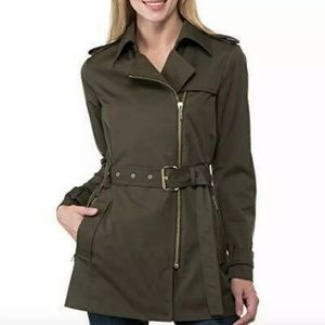 Michael Kors NWT green front zip trench